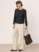 100% Extra-Fine Merino Wool Buttoned Knit Cardigan CAYLA by LINTICO for women