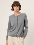 100% Extra-Fine Merino Wool Buttoned Knit Cardigan CAYLA by LINTICO for women