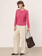 100% Extra-Fine Merino Wool Buttoned Knit Cardigan CAYLA by LINTICO for women