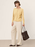 100% Extra-Fine Merino Wool Buttoned Knit Cardigan CAYLA by LINTICO for women