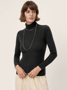 100% Extra-Fine Merino Wool Turtleneck Knit Sweater JOLENE by LINTICO for women
