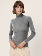 100% Extra-Fine Merino Wool Turtleneck Knit Sweater JOLENE by LINTICO for women