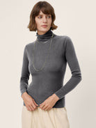 100% Extra-Fine Merino Wool Turtleneck Knit Sweater JOLENE by LINTICO for women