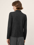 100% Extra-Fine Merino Wool Mock Neck Sweater with Rolled Edge ELA by LINTICO for women