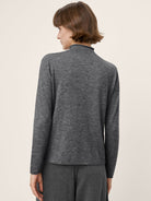 100% Extra-Fine Merino Wool Mock Neck Sweater with Rolled Edge ELA by LINTICO for women