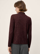 100% Extra-Fine Merino Wool Mock Neck Sweater with Rolled Edge ELA by LINTICO for women