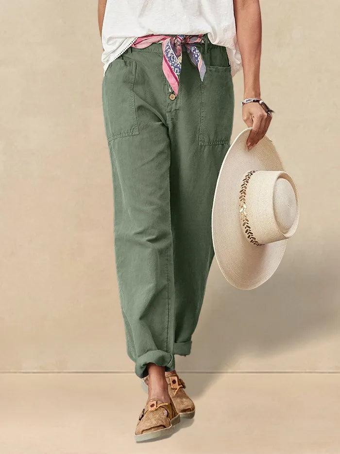 HEIDI Linen Simple Button Fly Trousers