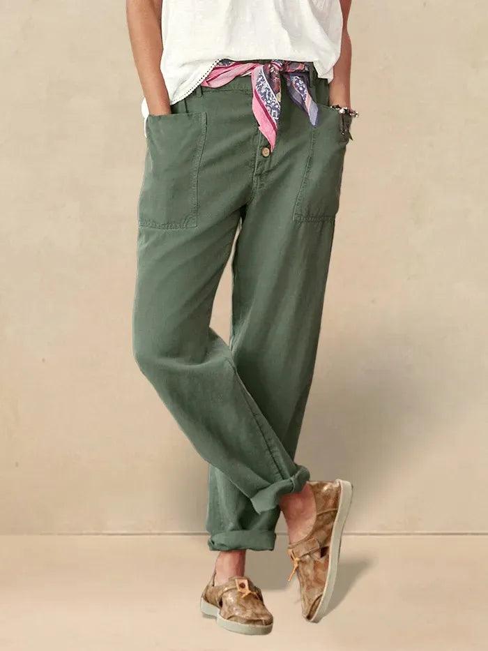 HEIDI Linen Simple Button Fly Trousers
