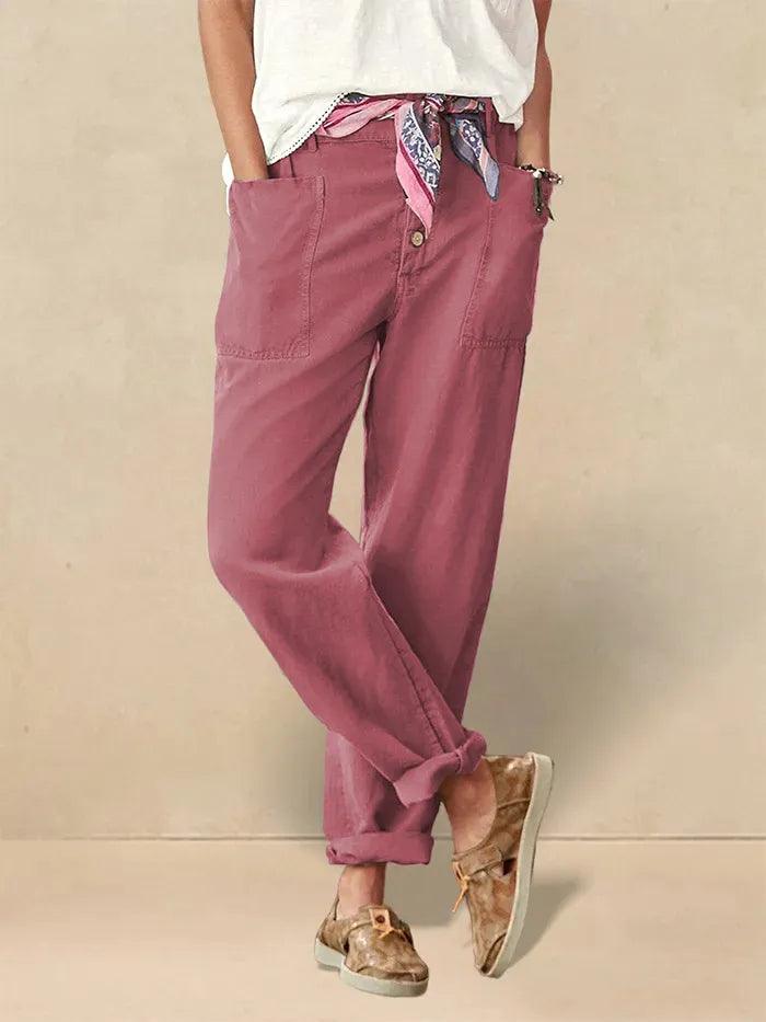 HEIDI Linen Simple Button Fly Trousers