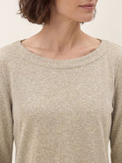 Oat Melange Lyocell Wool Asymmetric Hem Side Button Knit Top CELIA by LINTICO