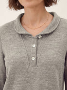 Mushroom Grey Lyocell Wool Peter Pan Collar Shell Button Knit Top ELIANE by LINTICO