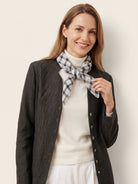 Ink Check Natural Linen Soft Texture Scarf