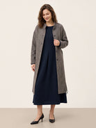Wool Arc-Panel Sculpted Pleats Midi Dress CALISTA