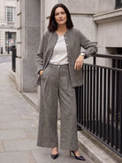Linen Yarn Dyed Check Pleated Wide Leg Pants DELARA