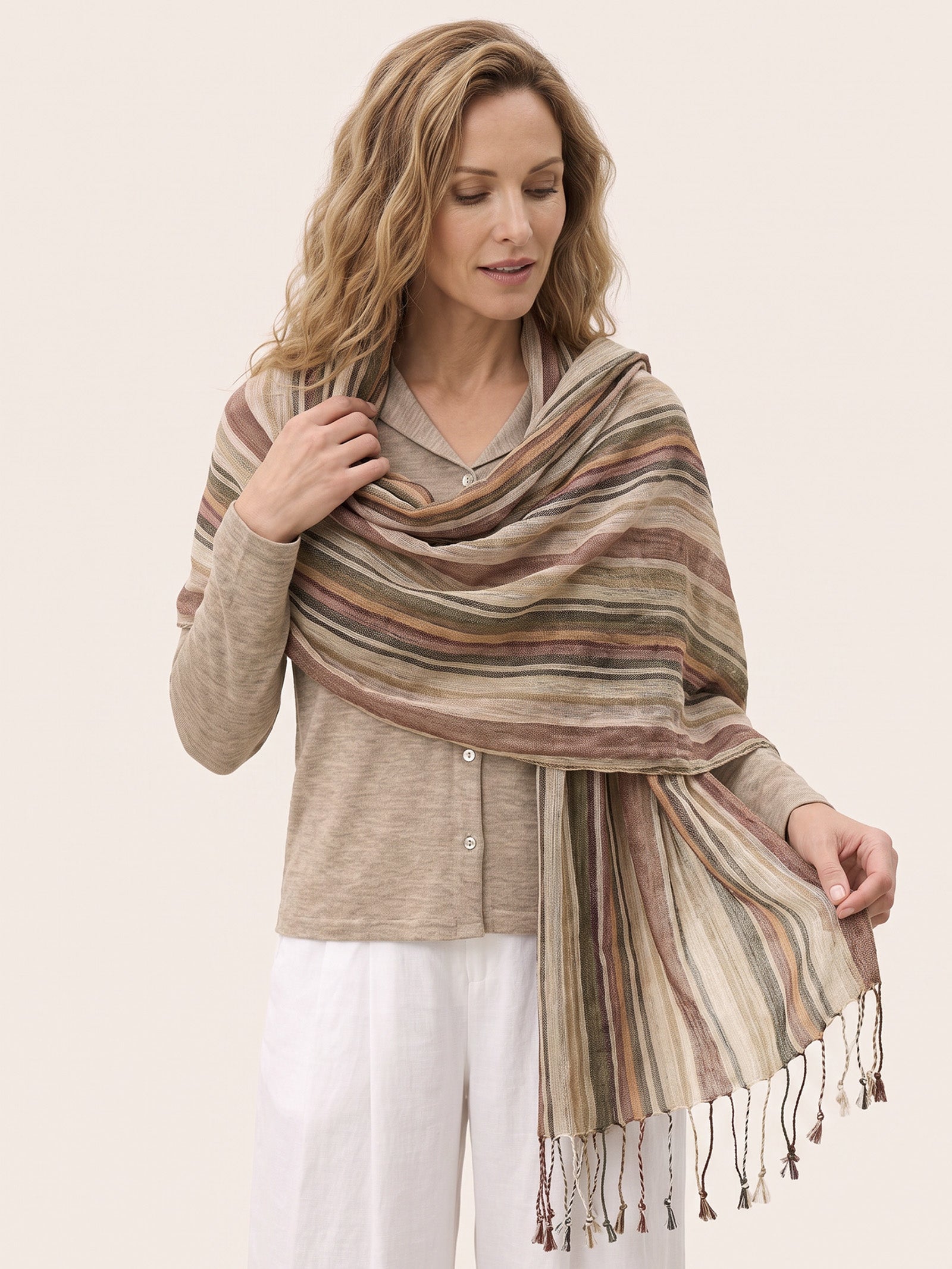 Textured Linen Lightweight Wrap Scarf product image