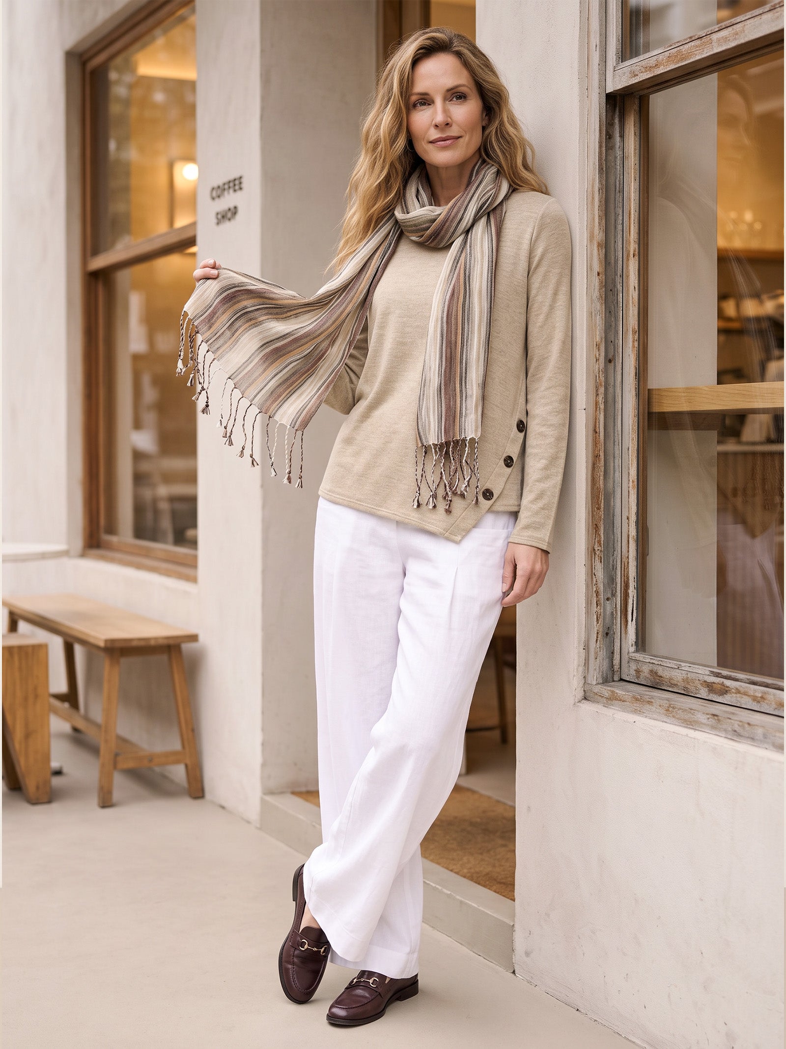 Textured Linen Lightweight Wrap Scarf product image