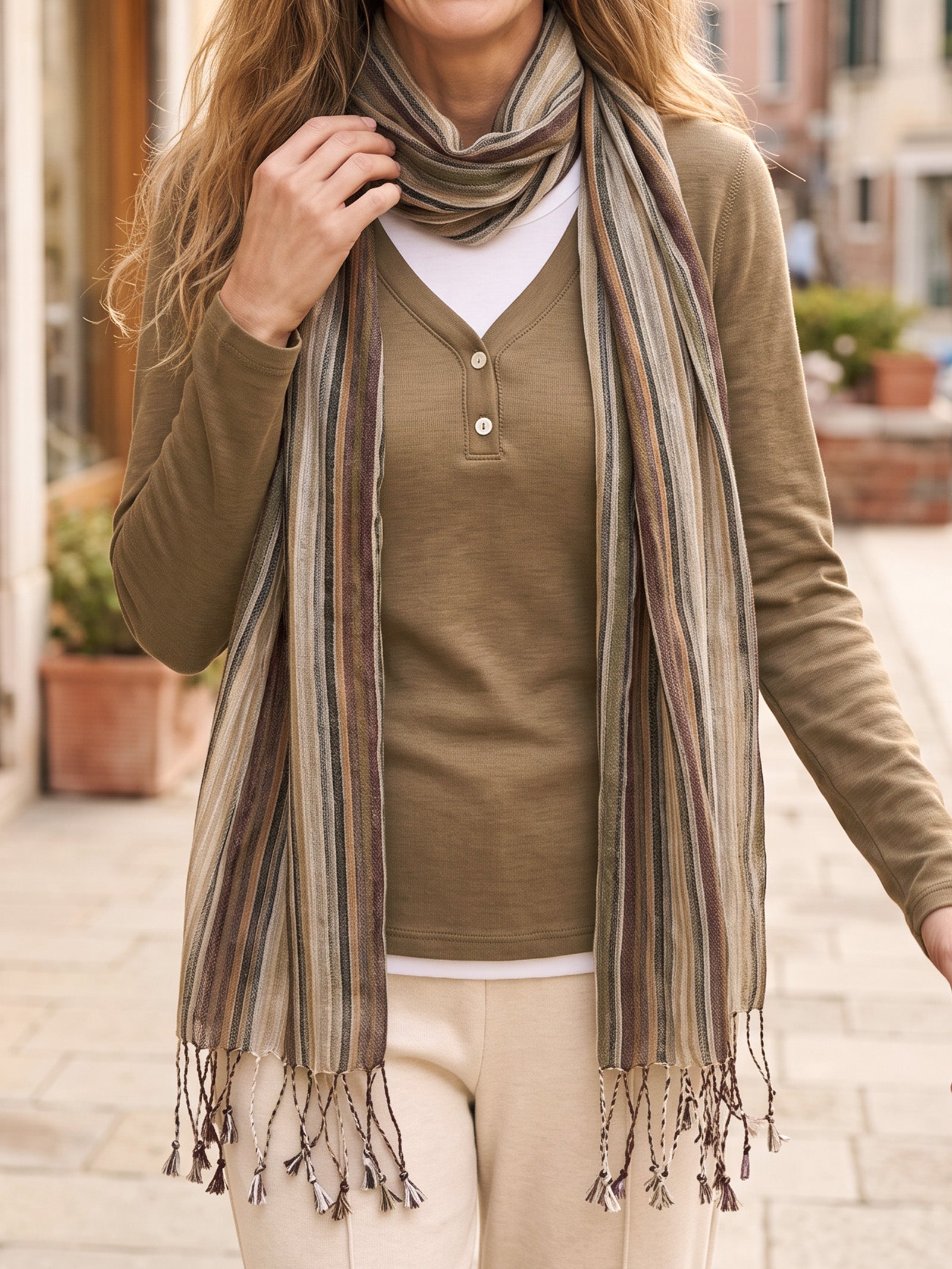 Textured Linen Lightweight Wrap Scarf product image