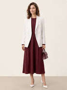 Wool Arc-Panel Sculpted Pleats Midi Dress CALISTA